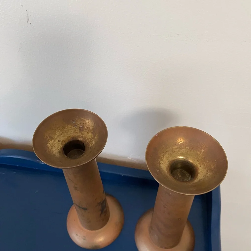 Antique Bronze Candle Holders - Picture 2 of 4